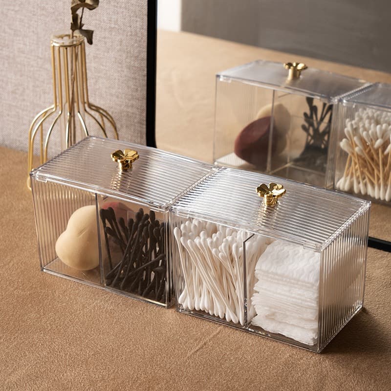 Hộp nhựa Mica trong suốt đựng bông tẩy trang tăm bông thiết kế tinh xảo đẹp mắt GDN1511