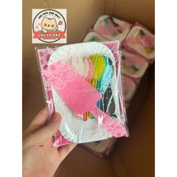 [COMBO 10] Bộ Dao dĩa, đĩa giấy ăn bánh kem, bánh sinh nhật (1 Bộ dành cho 10 phần ăn, sử dụng 1 lần) 3
