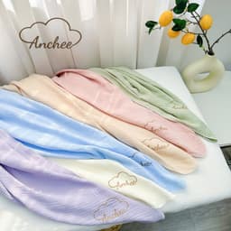 Khăn tắm màu Hàn Quốc 2 lớp cao cấp cho bé Anchee, mềm mỏng, thấm hút tốt, nhanh khô. 3