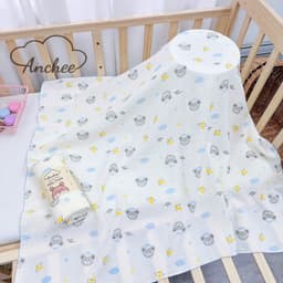 Khăn tắm cuộn xô muslin 2 lớp Anchee, bền, thấm hút tốt, không xù. 9
