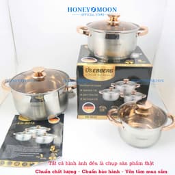 Bộ Nồi Inox 5 Lớp Engelberg Cao Cấp – Bộ 3 Nồi Đa Năng Nắp Kính Chống Nhiệt 7