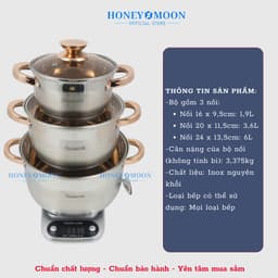 Bộ Nồi Inox 5 Lớp Engelberg Cao Cấp – Bộ 3 Nồi Đa Năng Nắp Kính Chống Nhiệt 3