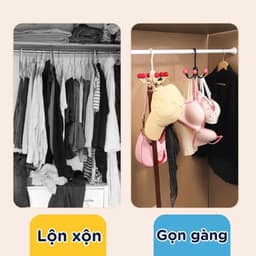 COMBO 3 Móc Treo Quần Áo Xoay 360 Độ Linh Hoạt Tiết Kiệm Không Gian Móc Treo 6 Nhánh Bi # 6