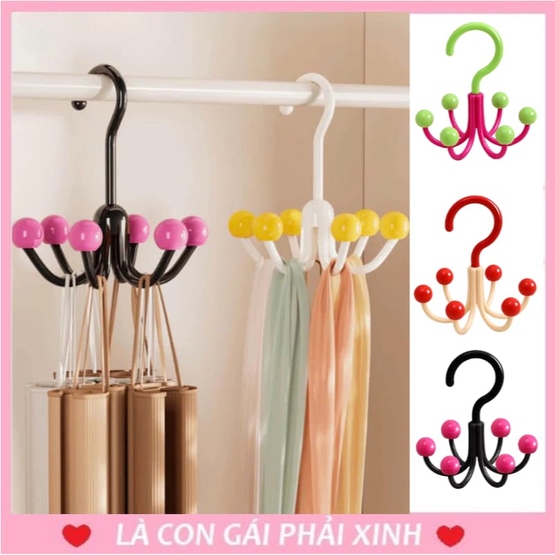 COMBO 2 Móc Treo Quần Áo 6 Nhánh Bi Xoay 360 Độ Móc Treo Quần Áo Tiết Kiệm Không Gian #