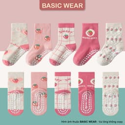 Set 5 Đôi Tất Cổ Cao Chống Trơn Cho Bé Trai Bé Gái 1-12 Tuổi, Tất Cổ Cao Chống Trơn Trượt Cho Bé 9