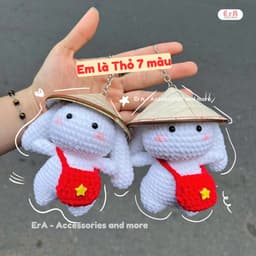 (Hàng sẵn hoả tốc) Móc khoá Len hình Hình Thú, cờ Việt Nam bằng len handmade quà tặng noel Móc khóa cặp đôi  - Erashop 3