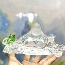 Tượng Phật Di Lặc Đá Lưu Ly Pha Lê Cao Cấp, tượng Phật để taplo xe ô tô, trang trí bàn làm việc 3