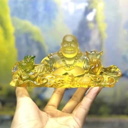 Tượng Phật Di Lặc Đá Lưu Ly Pha Lê Cao Cấp, tượng Phật để taplo xe ô tô, trang trí bàn làm việc 4