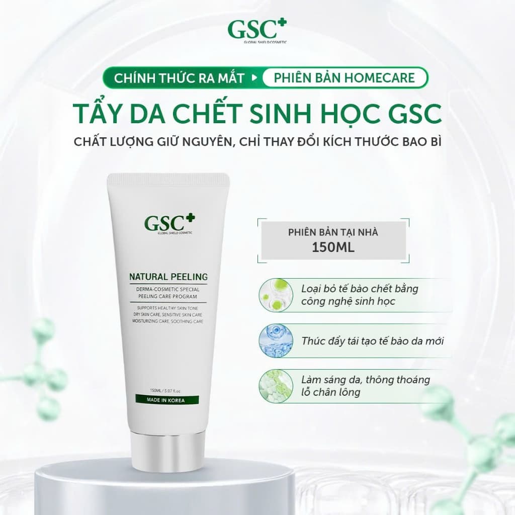 Tẩy da chết mặt Phiên bản HOMECARE - GSC Natural Peeling 150ml dạng kem, an toàn cho mọi loại da