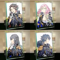(Kèm ảnh) Khung kính in hình THANH GƯƠM DIỆT QUỶ KIMETSU NO YAIBA ver QUÂN PHỤC anime chibi trang trí để bàn 2 size 1