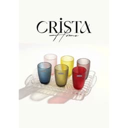 Bộ 6 cốc thủy tinh CRISTA vân lưới dập nổi 420ml – Mix 6 màu cao cấp .Set 6 ly thủy tinh CRISTA 420ml vân lưới dập nổi 6