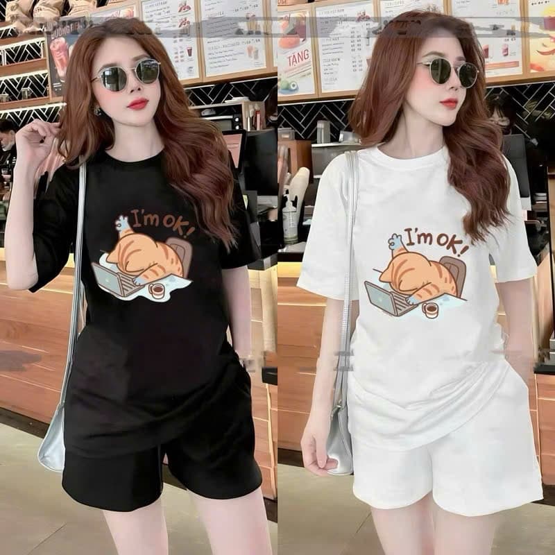Áo thun slogan I'M OK – Hình in dễ thương unisex nam nữ, chất cotton 100%