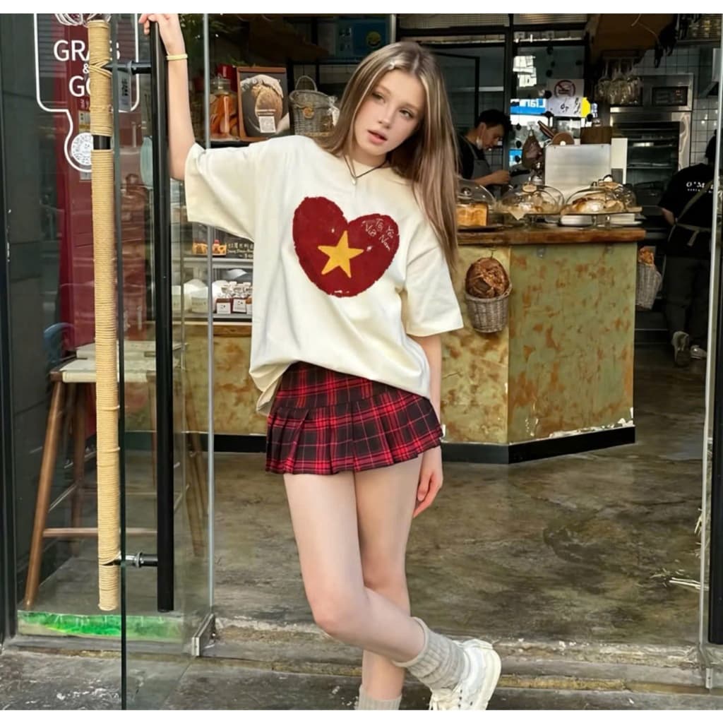 Áo thun in hình TRÁI TIM VIỆT NAM unisex nam nữ, chất cotton 100%
