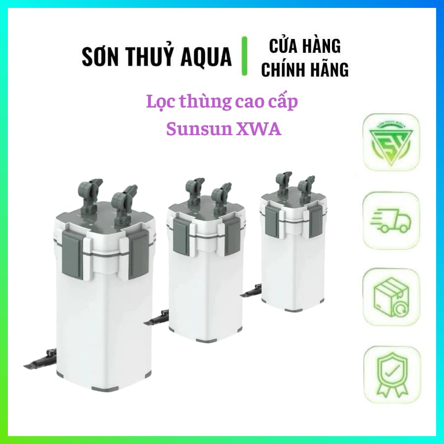 Lọc Thùng Sunsun XWA  3 Ngăn 5 Ngăn Chính Hãng - Lọc Ngoài Hồ Cá Thủy Sinh Chạy Êm Có Van Xả Cặn
