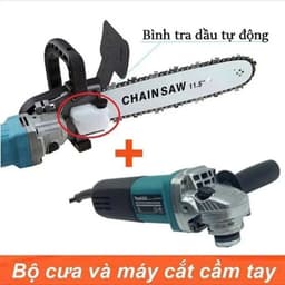 Bộ Chuyển Đổi Cưa Xích Gắn Máy Mài Thành Máy Cưa Gỗ, Có bình dầu tự động, Lưỡi cưa xích, Bộ lam xích 6