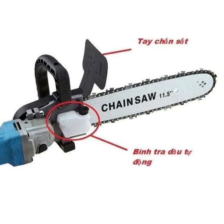 Bộ Chuyển Đổi Cưa Xích Gắn Máy Mài Thành Máy Cưa Gỗ, Có bình dầu tự động, Lưỡi cưa xích, Bộ lam xích