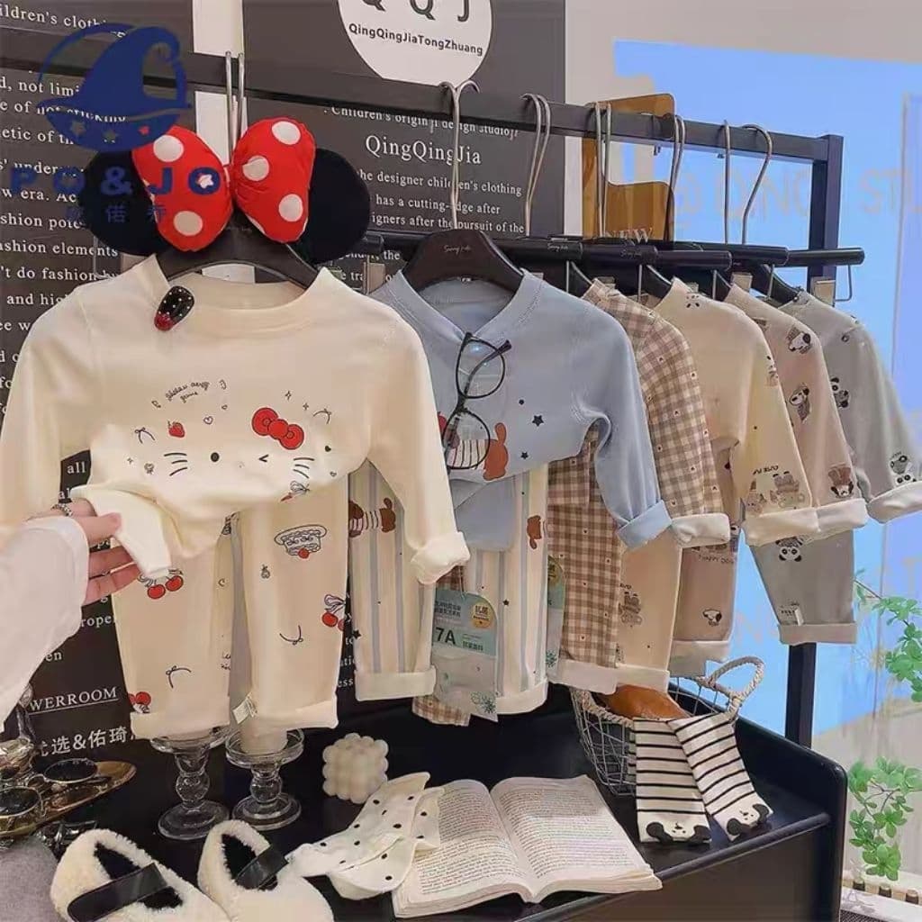 Bộ Thu Đông Dài Tay Cho Bé Trai Bé Gái Chất Cotton Nỉ Mềm Mại Cho Bé,Quần Áo Trẻ Em Thu Đông QCCC Từ 7-22kg