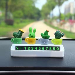 Bảng số điện thoại để trên ô tô kèm chậu xương rồng xinh xắn trang trí taplo xe hơi 3
