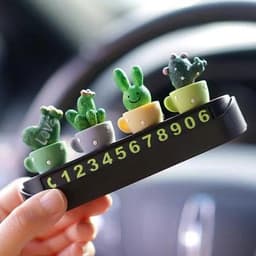 Bảng số điện thoại để trên ô tô kèm chậu xương rồng xinh xắn trang trí taplo xe hơi 2