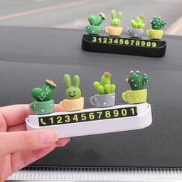 Bảng số điện thoại để trên ô tô kèm chậu xương rồng xinh xắn trang trí taplo xe hơi 5