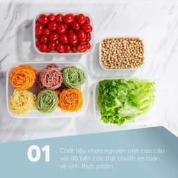 Bộ 3 hộp Nhựa Đựng Thực Phẩm Chữ Nhật Inochi | Trong Suốt Kín Khí, Chịu Nhiệt, An Toàn Sức Khỏe 6