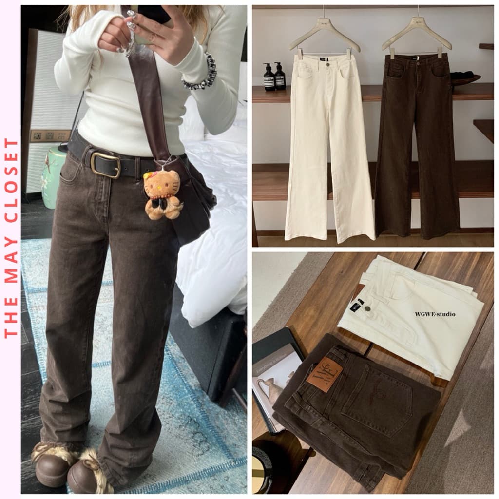 [𝑻𝒉𝒆𝑴𝒂𝒚 x 𝐖𝐆𝐖𝐄] Quần Jeans Loe 𝐖𝐆𝐖𝐄 7307, Quần Jean Nữ Ống Rộng Xòe Lưng Cao Co Giãn Giúp Tôn Dáng Dài Chân WG.WE