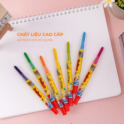 Bút Sáp Màu Cho Bé Tập Tô MONDEZ 12-48 Màu Tươi Sáng, Bám Giấy Tốt, Ít Vụn An Toàn Cho Bé Tập Tô 6