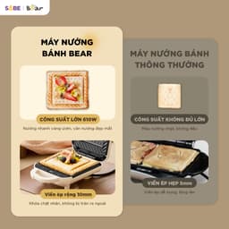 Máy Nướng Bánh Mì Sandwich BEAR  SMA-5H07F55, Công Suất 610w - 2 Khay Chống Dính, Dễ vệ Sinh. Hàng Chính Hãng 6