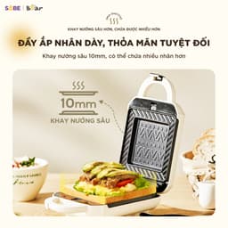 Máy Nướng Bánh Mì Sandwich BEAR  SMA-5H07F55, Công Suất 610w - 2 Khay Chống Dính, Dễ vệ Sinh. Hàng Chính Hãng 7