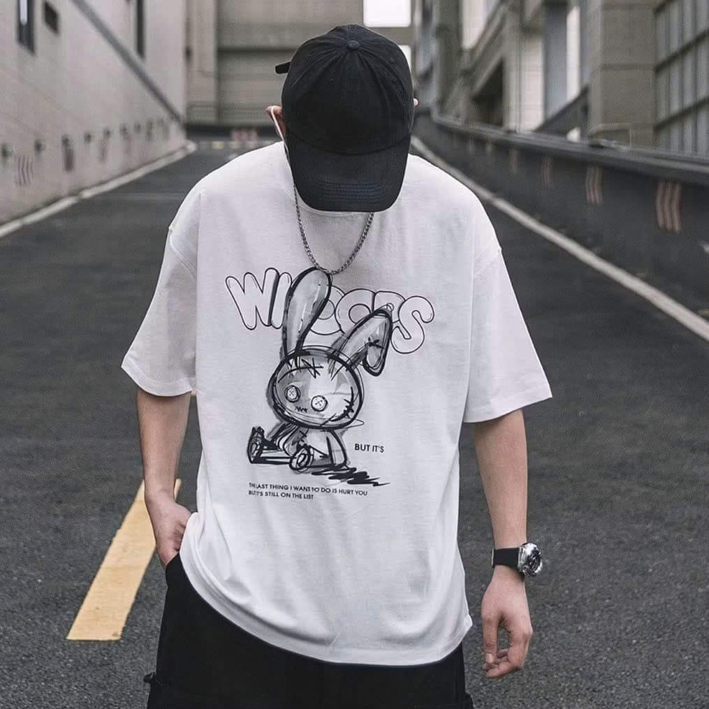 Áo thun IN HÌNH THỎ SIÊU NGẦU unisex nam nữ, chất cotton 100%