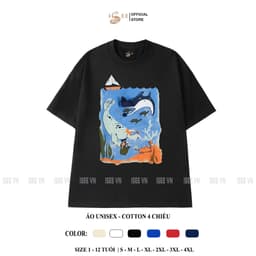 (Có áo người lớn) Áo thun trẻ em, áo phông hoạt hình CÁ ĐUỐI áo thun cho bé trai, bé gái ISEE VN cotton 4c mềm mịn 3
