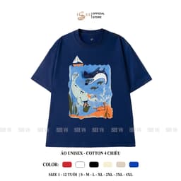 (Có áo người lớn) Áo thun trẻ em, áo phông hoạt hình CÁ ĐUỐI áo thun cho bé trai, bé gái ISEE VN cotton 4c mềm mịn 6