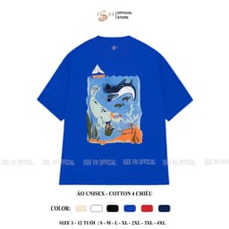 (Có áo người lớn) Áo thun trẻ em, áo phông hoạt hình CÁ ĐUỐI áo thun cho bé trai, bé gái ISEE VN cotton 4c mềm mịn 2