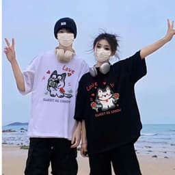Áo đôi trái tim in hình thú cưng unisex nam nữ, chất cotton 100% 3