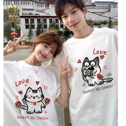 Áo đôi trái tim in hình thú cưng unisex nam nữ, chất cotton 100% 5