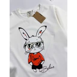 Áo thun tay lỡ in thỏ Unisex nam nữ basic vải cotton co giãn 4 chiều form oversize Charit 2