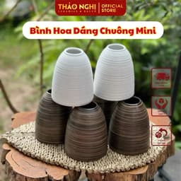 Chuông gốm mini cắm hoa siêu đẹp, siêu sang màu men ganh trắng vân khía H15 | ThaoNghiCeramics 1