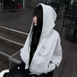 Áo khoác hoodie zip nam nữ thêu What Is True Love vải nỉ ép 2 da, nỉ bông form dáng boxy phong cách unisex 3
