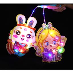 [Có đèn Led] Đèn Lồng Trung Thu Hottrend Lồng Đèn 2 mảnh Hình Dễ Thương kèm pin cúc áo pony thỏ xe 5