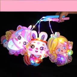 [Có đèn Led] Đèn Lồng Trung Thu Hottrend Lồng Đèn 2 mảnh Hình Dễ Thương kèm pin cúc áo pony thỏ xe 6
