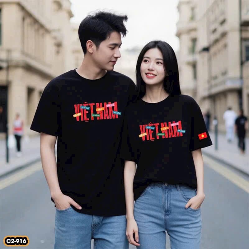 Áo thun chữ VIỆT NAM nhiều màu unisex nam nữ, chất cotton 100%