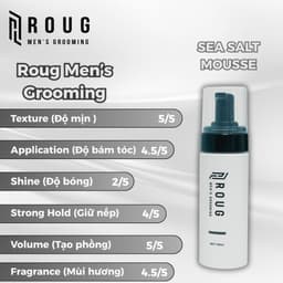 Sáp vuốt tóc nam Roug đen, Roug trắng, Sea Salt Spray, Mousse, Hair Spray chính hãng Men's Grooming 4
