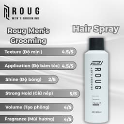 Sáp vuốt tóc nam Roug đen, Roug trắng, Sea Salt Spray, Mousse, Hair Spray chính hãng Men's Grooming 6