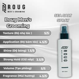 Sáp vuốt tóc nam Roug đen, Roug trắng, Sea Salt Spray, Mousse, Hair Spray chính hãng Men's Grooming 5