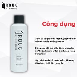Gôm xịt giữ nếp tóc Roug Hair Spray 250ml chính hãng Roug Men's Grooming tạo kiểu nam nữ 4