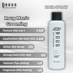 Gôm xịt giữ nếp tóc Roug Hair Spray 250ml chính hãng Roug Men's Grooming tạo kiểu nam nữ 5