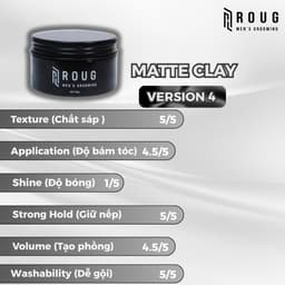 [COMBO] Sáp vuốt tóc Roug Matte Clay màu đen , Matt Clay trắng , Cream xám 90gr - Gôm xịt - Bột 6