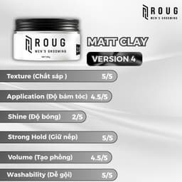 [TPHCM] Sáp vuốt tóc Roug Matt Clay 90gr màu trắng , matte clay màu đen giữ nếp Roug Men's Grooming 8