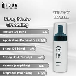 Bọt tạo phồng tóc nam Roug Sea Salt Mousse tạo kiểu giữ nếp chính hãng Roug Men's Grooming 6