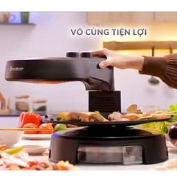 Bếp Nướng Không Khói Xoay 360 Độ CHEF & CHEF, Công Suất Cao 1800W, Chảo Nướng Xoay Tự Động, Chín Đều 5